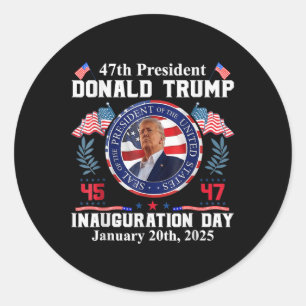 Trump Inauguration Day - Uni Adults, Black, Small, Classic Round Sticker