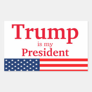 Trump is My President White with American Flag Sticker