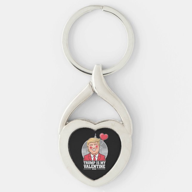Trump is My Valentine Retro Valentines Day  Keychain (Front)