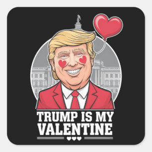 Trump is My Valentine Retro Valentines Day  Square Sticker