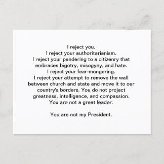 Trump Is Not My President Postcard
