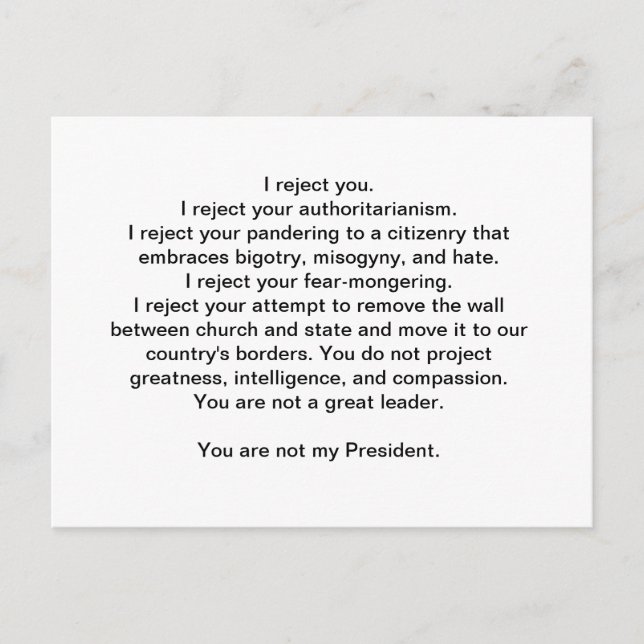 Trump Is Not My President Postcard (Front)