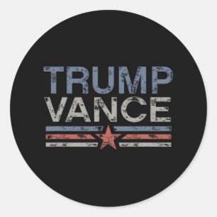 Trump Jd Vance 2024 Retro Stripe Trump Vance 2024 Classic Round Sticker