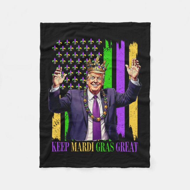 Trump Keep Mardi Gras Great  Fleece Blanket (Front)