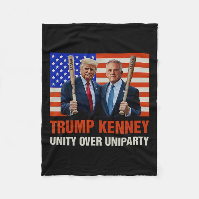 Trump Kennedy Unity Over Uniparty 2024 Funny Elect Fleece Blanket (Front)
