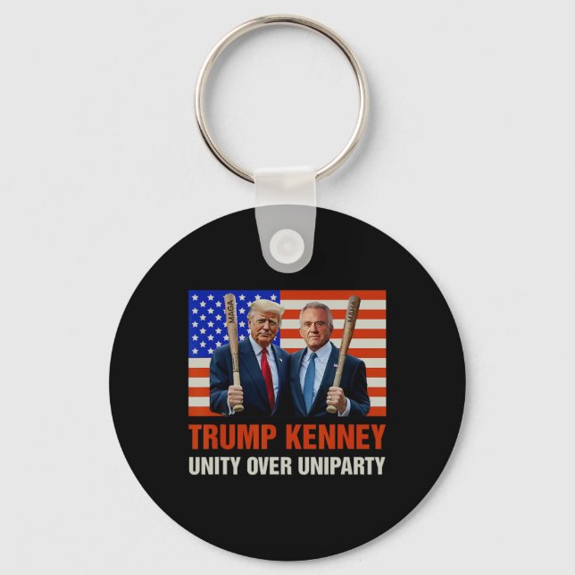 Trump Kennedy Unity Over Uniparty 2024 Funny Elect Keychain (Front)