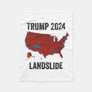 Trump Landslide Election Map 2024 Funny Pro Trump  Fleece Blanket