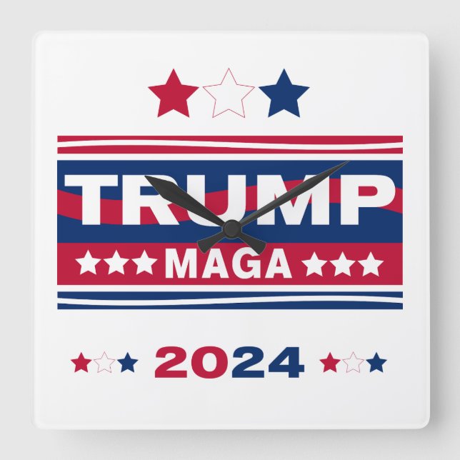 TRUMP~MAGA~2024 SQUARE WALL CLOCK (Front)