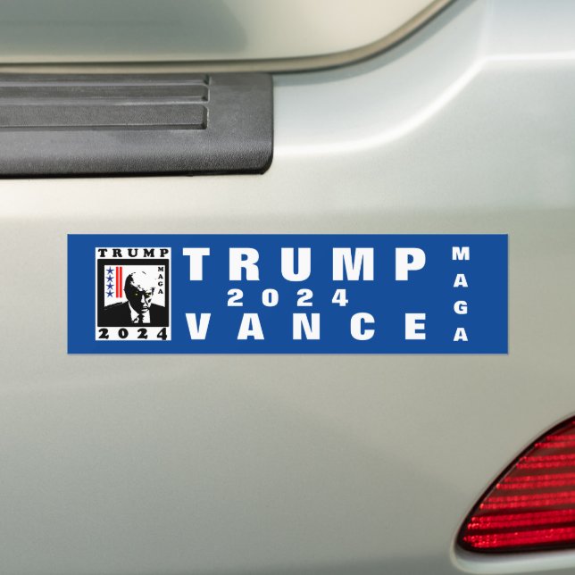 TRUMP MAGA 2024 WB BUMPER STICKER (On Car)