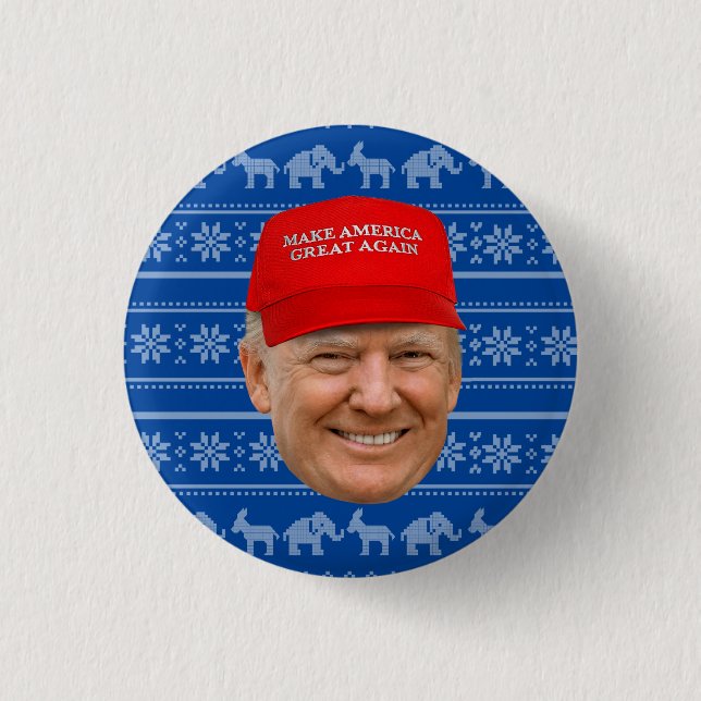 TRUMP MAGA Christmas 1 Inch Round Button (Front)