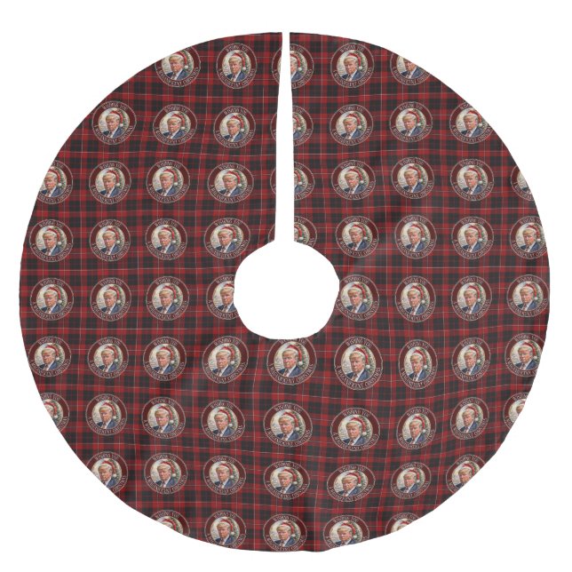 Trump MAGA Christmas Cunningham Tartan Buffalo Brushed Polyester Tree Skirt (Front)