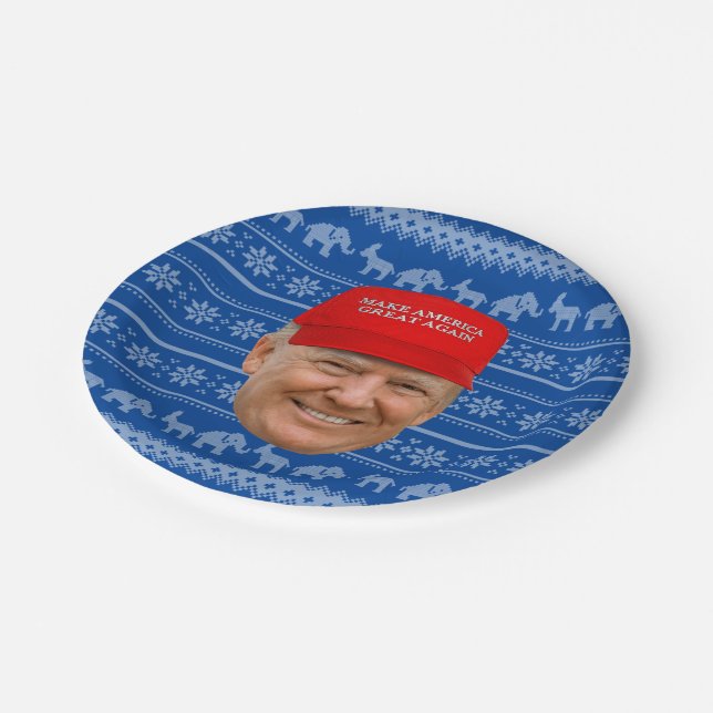 TRUMP MAGA Christmas Paper Plate (Angled)