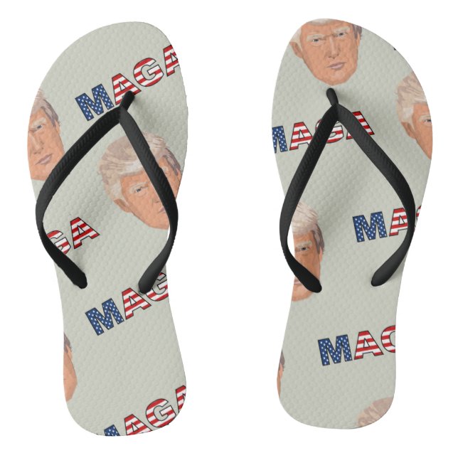 Trump MAGA Pattern Flip Flops (Footbed)