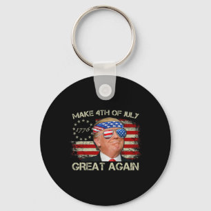 Trump Make 4th Of July Great Again 47th President  Keychain