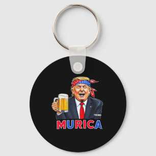 Trump Make 4th Of July Great Again Trump Drinking Keychain