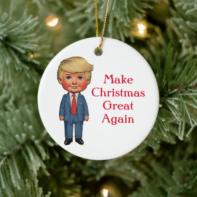 Trump Make Christmas Great Again Ceramic Ornament (Tree)