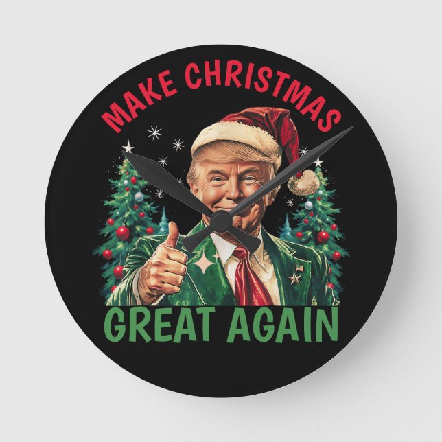 Trump Make Christmas Great Again Christmas Round Clock (Front)
