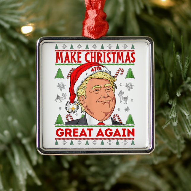 Trump Make Christmas Great Again, Donald Trump Metal Ornament (Tree)