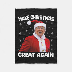 Trump Make Christmas Great Again Santa Trump Fleece Blanket
