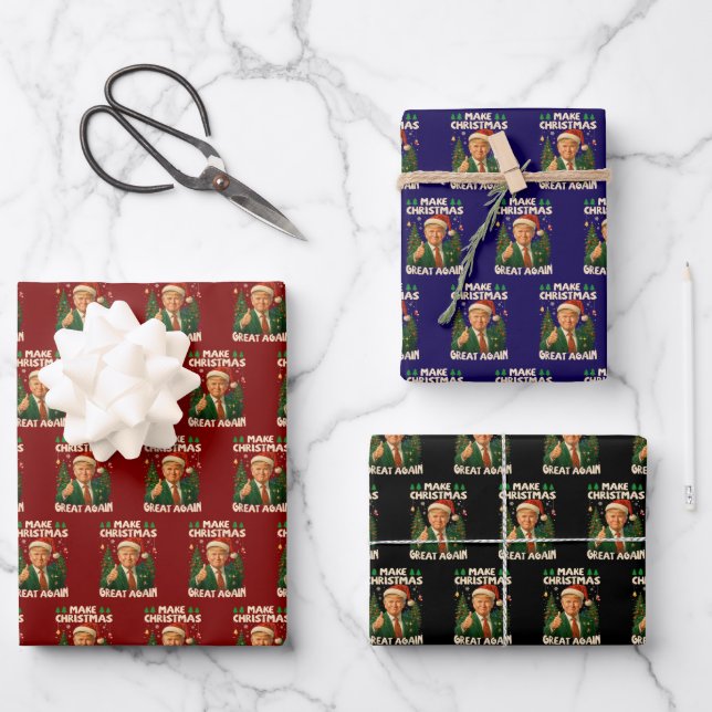 Trump Make Christmas Great Again Wrapping Paper Sheet (Front)