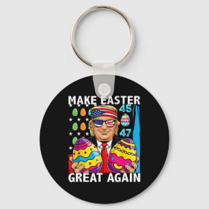 Trump Make Easter Great Again 45 47 Bunny Hunt Egg Keychain