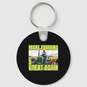 Trump Make Farming Great Again Cattle Farmer Tract Keychain