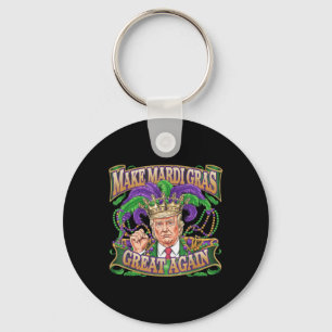 Trump Make Mardi Gras Great Again 2025 Party Fun  Keychain