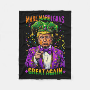Trump Make Mardi Gras Great Again Funny Parade Fleece Blanket