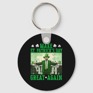 Trump Make St Patricks Day Great Again Shamrock Keychain