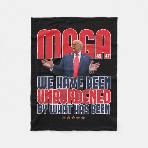 Trump Mega 2024 47th President Unburdened Meme Des Fleece Blanket