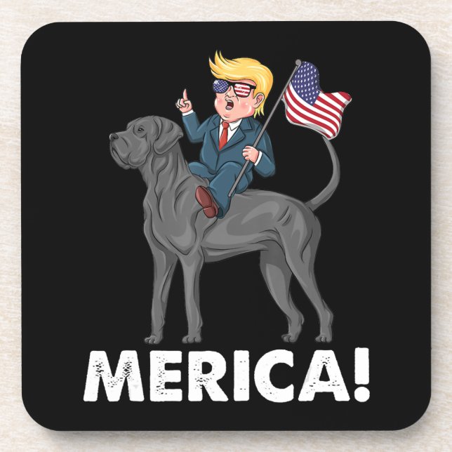 Trump Merica Great Dane Dog American Hero 4th Coaster (Front)