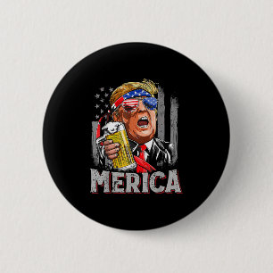 Trump Merica Make 4th Of July Great Again Men Drin 2 Inch Round Button