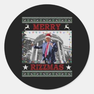 Trump Merrry Rizzmas Funny Humourous Trump Dance C Classic Round Sticker