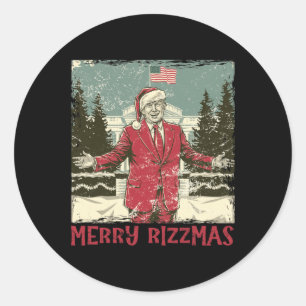 Trump Merry Rizzmas Funny Humourous Trump Dance Ch Classic Round Sticker