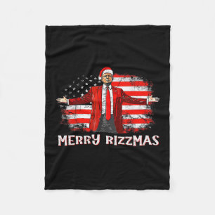 Trump Merry Rizzmas Funny Humourous Trump Dance Ch Fleece Blanket
