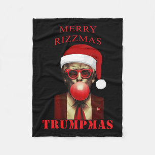 Trump Merry Rizzmas Trumpmas Funny Christmas Bubbl Fleece Blanket