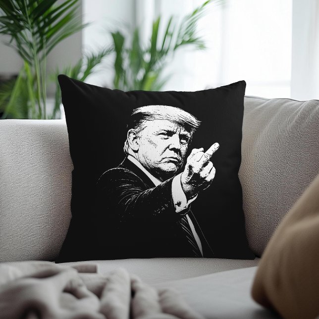 Trump Middle Finger 2026 Meme Funny Throw Pillow (Creator Uploaded)