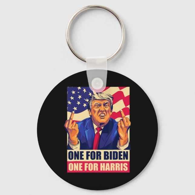 Trump Middle Finger Biden Harris America Republica Keychain (Front)