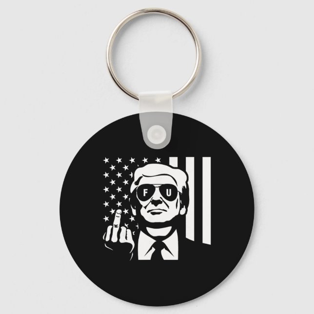 Trump Middle Finger Poster  Keychain (Front)