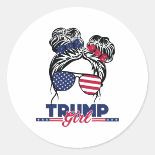 Trump Mom Inauguration Day 2025 Messy Bun American Classic Round Sticker