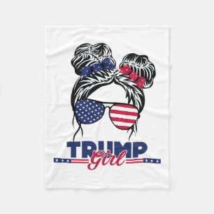 Trump Mom Inauguration Day 2025 Messy Bun American Fleece Blanket