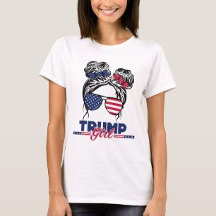 Trump Mom Inauguration Day 2025 Messy Bun American T-Shirt