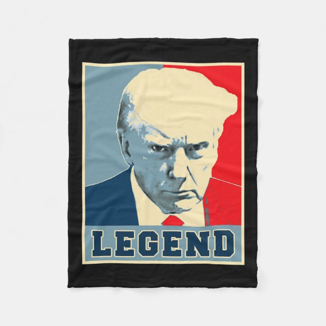 Trump Mug Shot 2024 President Legend Never Surrend Fleece Blanket (Front)