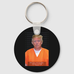 Trump Mug Shot Range Jumpsuit Parody Behind Bars Keychain