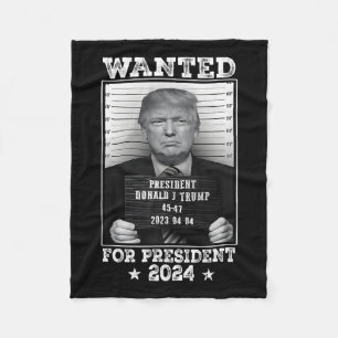 Trump Mug Shot Wanted For U.s. President 2024 2  Fleece Blanket