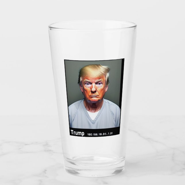 Trump Mugshot  Glass Cup (Front)