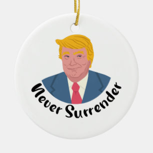Trump Mugshot Never Surrender Ceramic Ornament