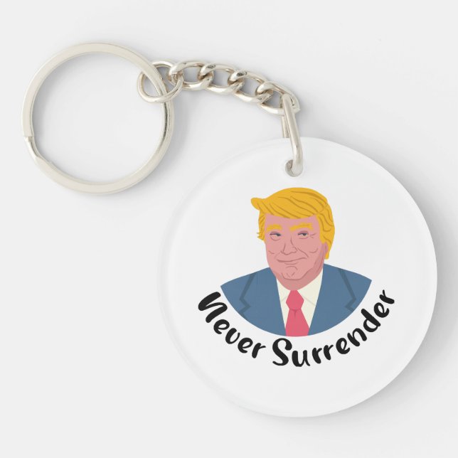 Trump Mugshot Never Surrender  Keychain (Front)