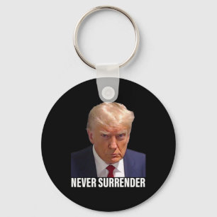 Trump Mugshot Never Surrender Men Women Keychain