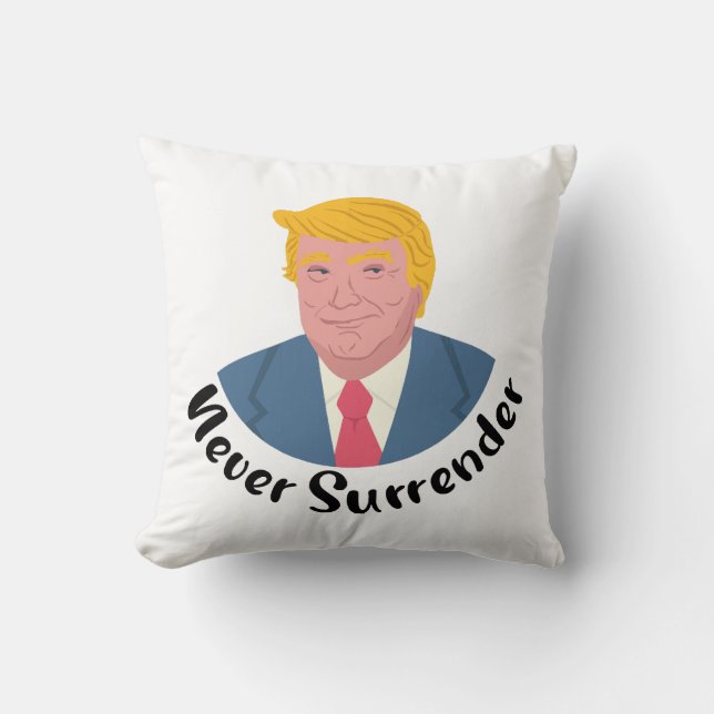 Trump Mugshot Never Surrender  Throw Pillow (Front)
